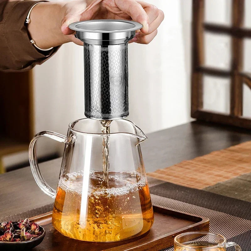 Maliben | 450ml-950ml Heat Resistant Glass Teapot – Stainless Steel Tea Filter, Flower Kettle For Kung Fu Tea, Puer And Oolong Tea