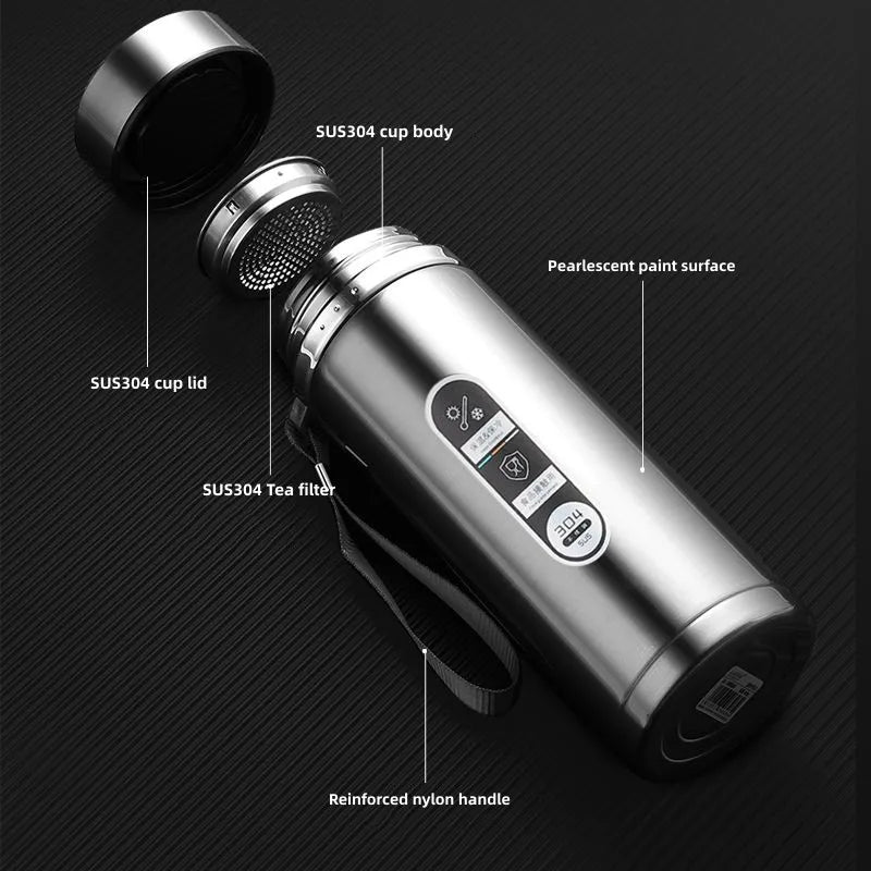 Maliben | 800ml-1L Stainless Steel Thermos – Portable Vacuum Flask with LED Temperature Display