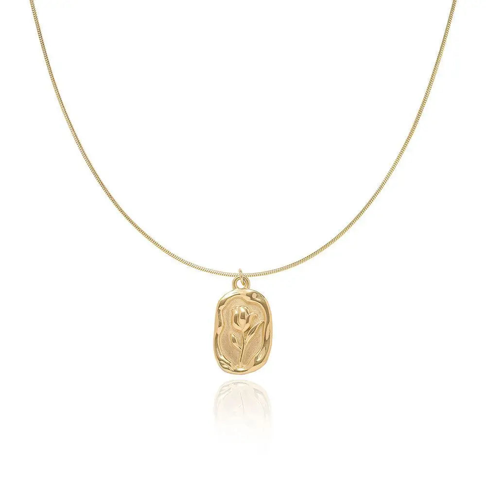 Maliben | Feminine Tulip Floral Pendant Necklace