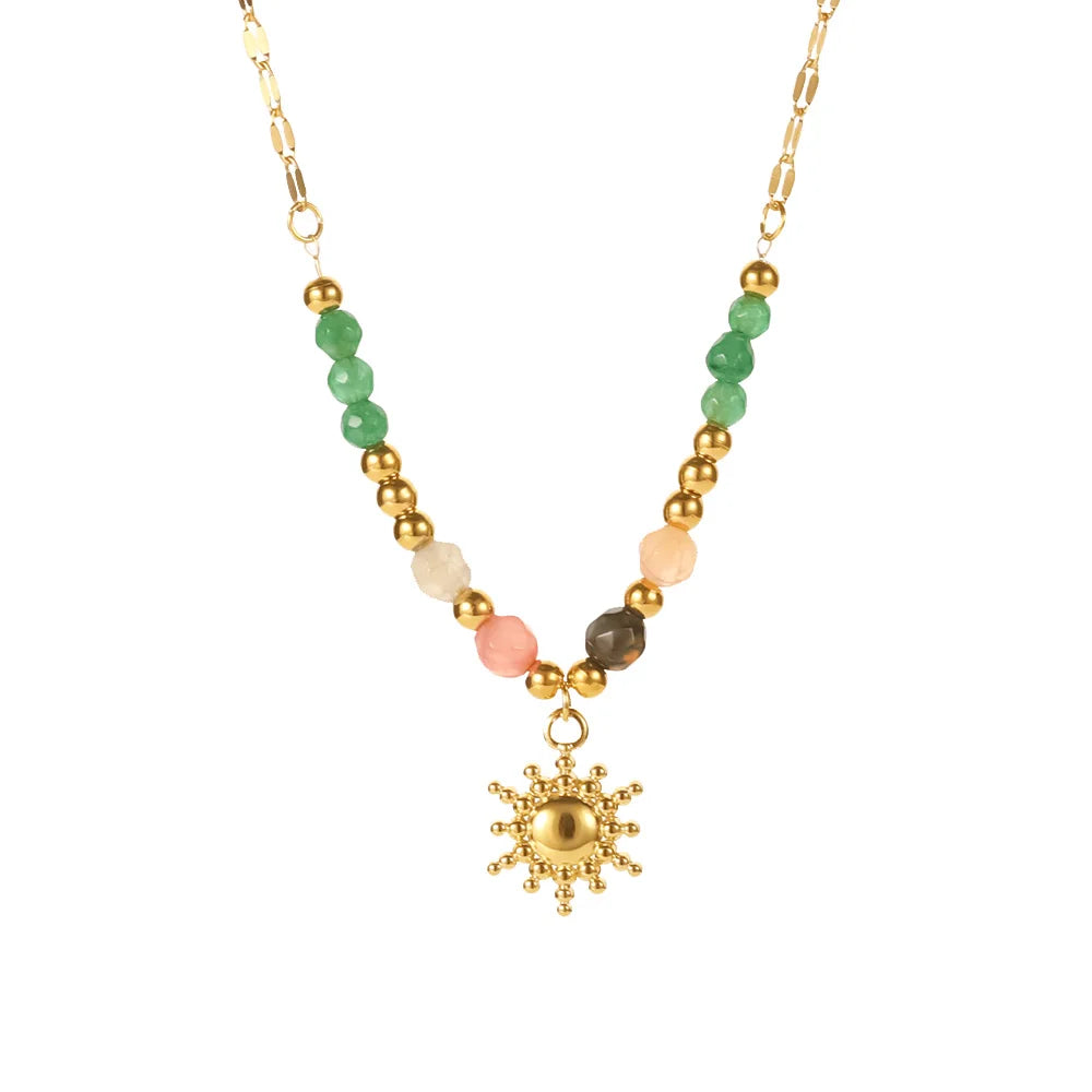 Maliben | Dainty Boho Inspired Sun Pendant Necklace