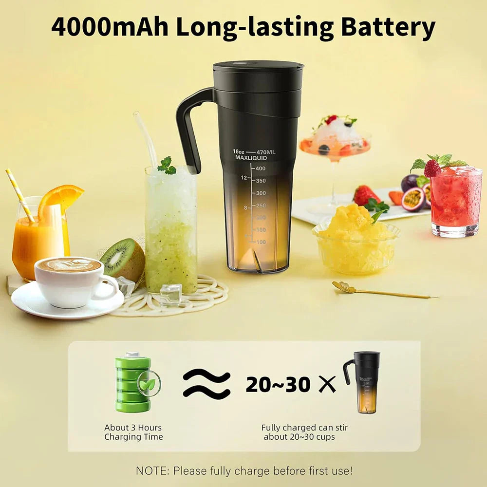 Maliben | Portable Juicer - Rechargeable Mini Mixer with 6 Sharp Blades for Shakes and Smoothies