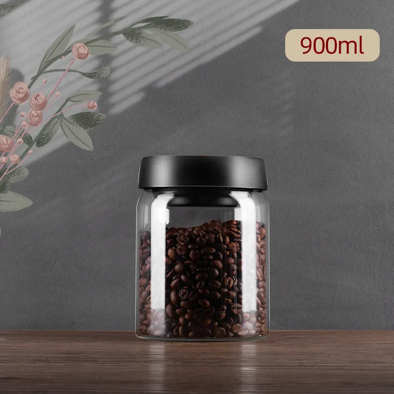 Maliben | GIANXI Vacuum Sealed Jug, Coffee Beans, Glass, Airtight Canister, Food, Grains, Sweets, Fresh Keeping Container, Kitchen Accessories