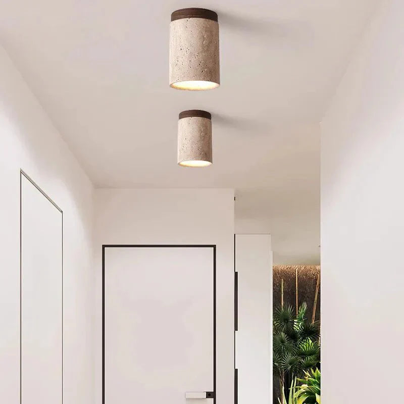 Maliben | Travertine Ceiling Light - Refined Elegance - Soft Light - Unique Design