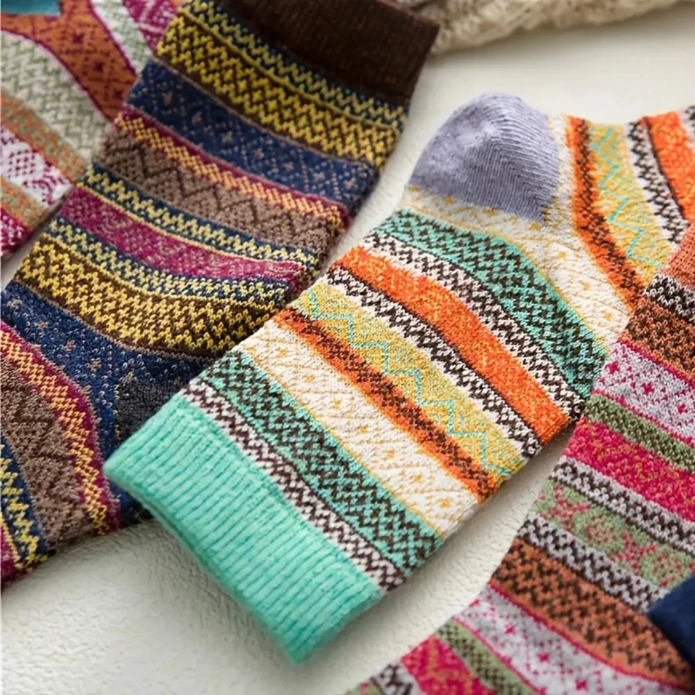 Maliben | Woolina | Women's Wool Socks Set | 5 Pairs | Extra Thick & Warm | Autumn & Winter