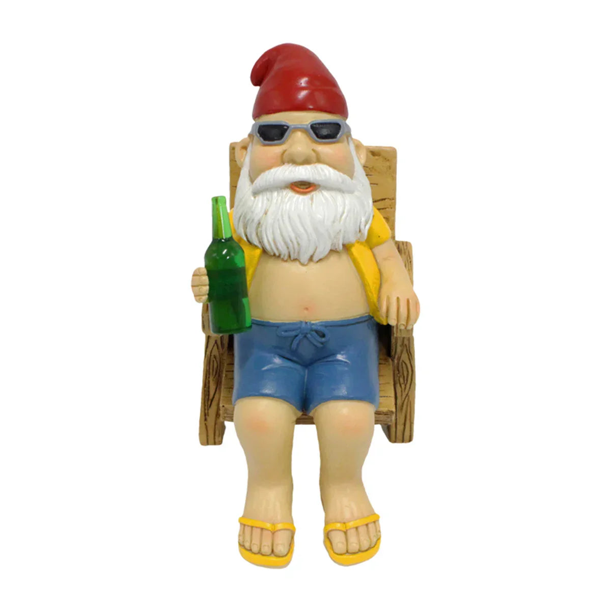 Maliben | Sunbathing Gnome Statue Made Of Resin With Lounger For Garden Decoration