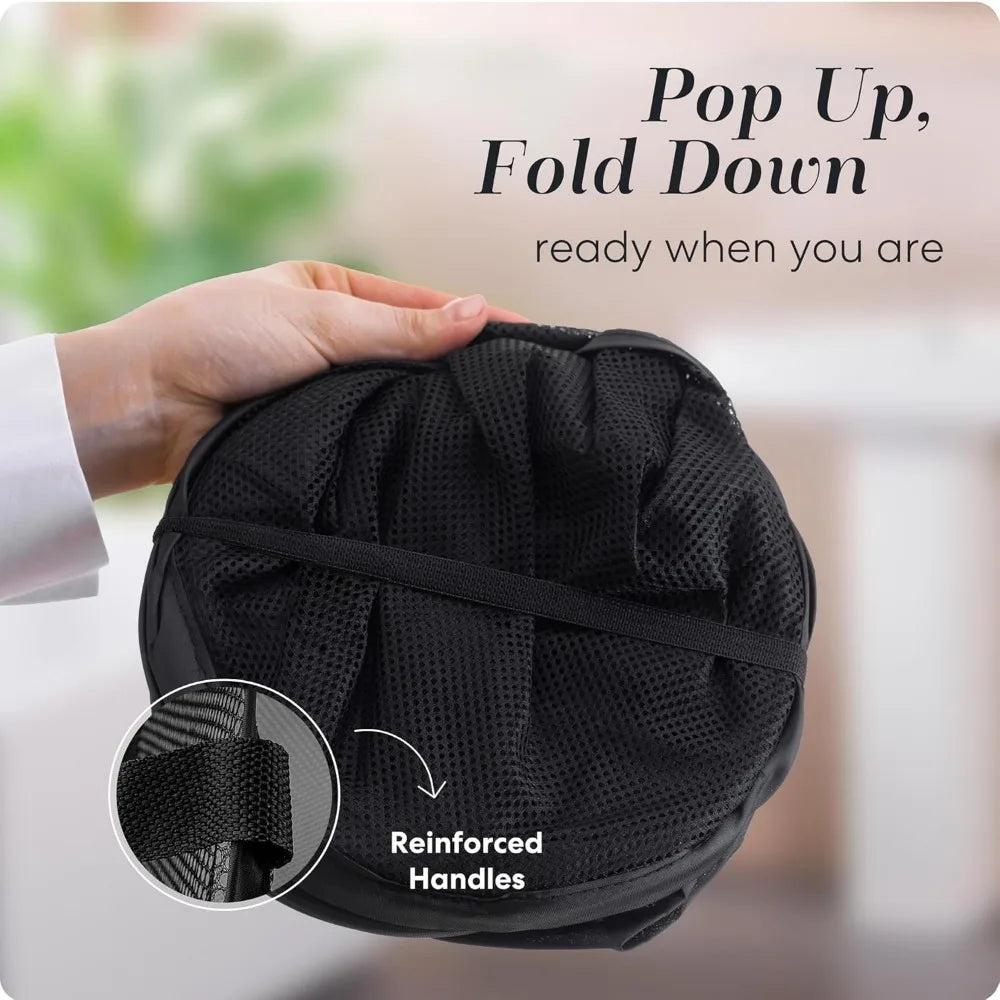 Maliben | Luftwäsche Laundry Basket Large | Foldable & Breathable | With Side Pocket & Carry Handles | For Home & Travel