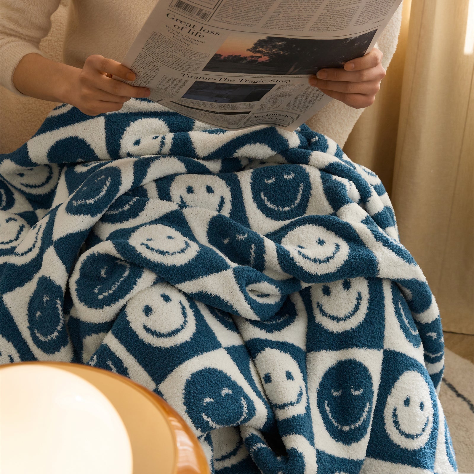 Maliben Smiley Checked Blanket