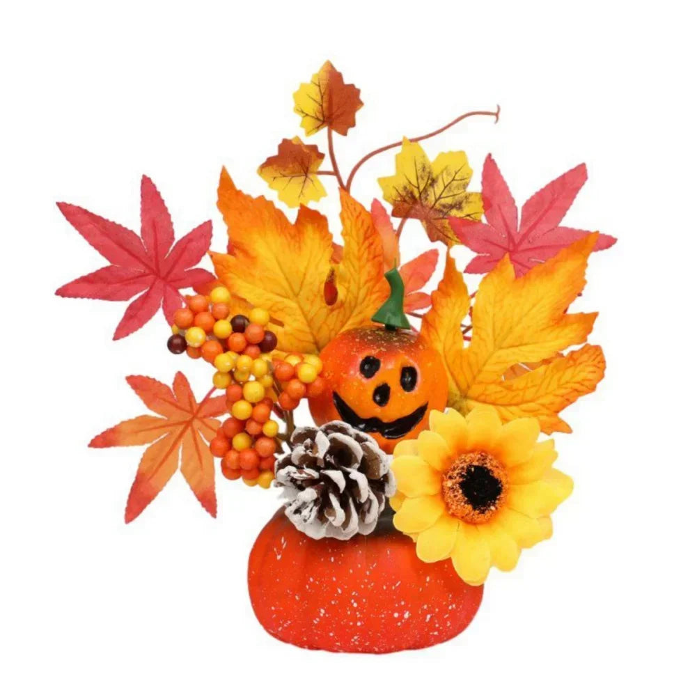 Maliben | Autumn Magic | Decorative Pumpkin With Artificial Flowers | 25–30 Cm | Autumn & Halloween Decor