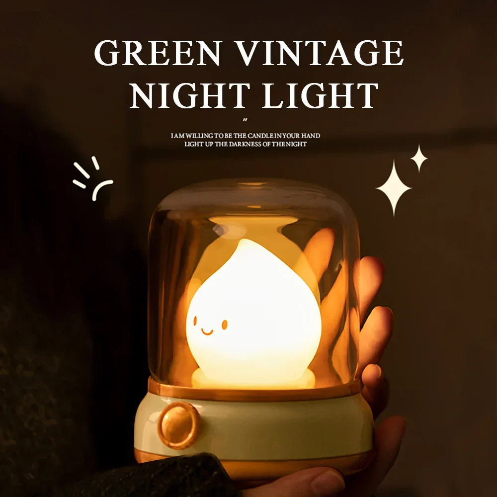 Maliben | Lumiflame Led Night Light | Retro Oil Design | Usb Rechargeable | Warm Mood Light