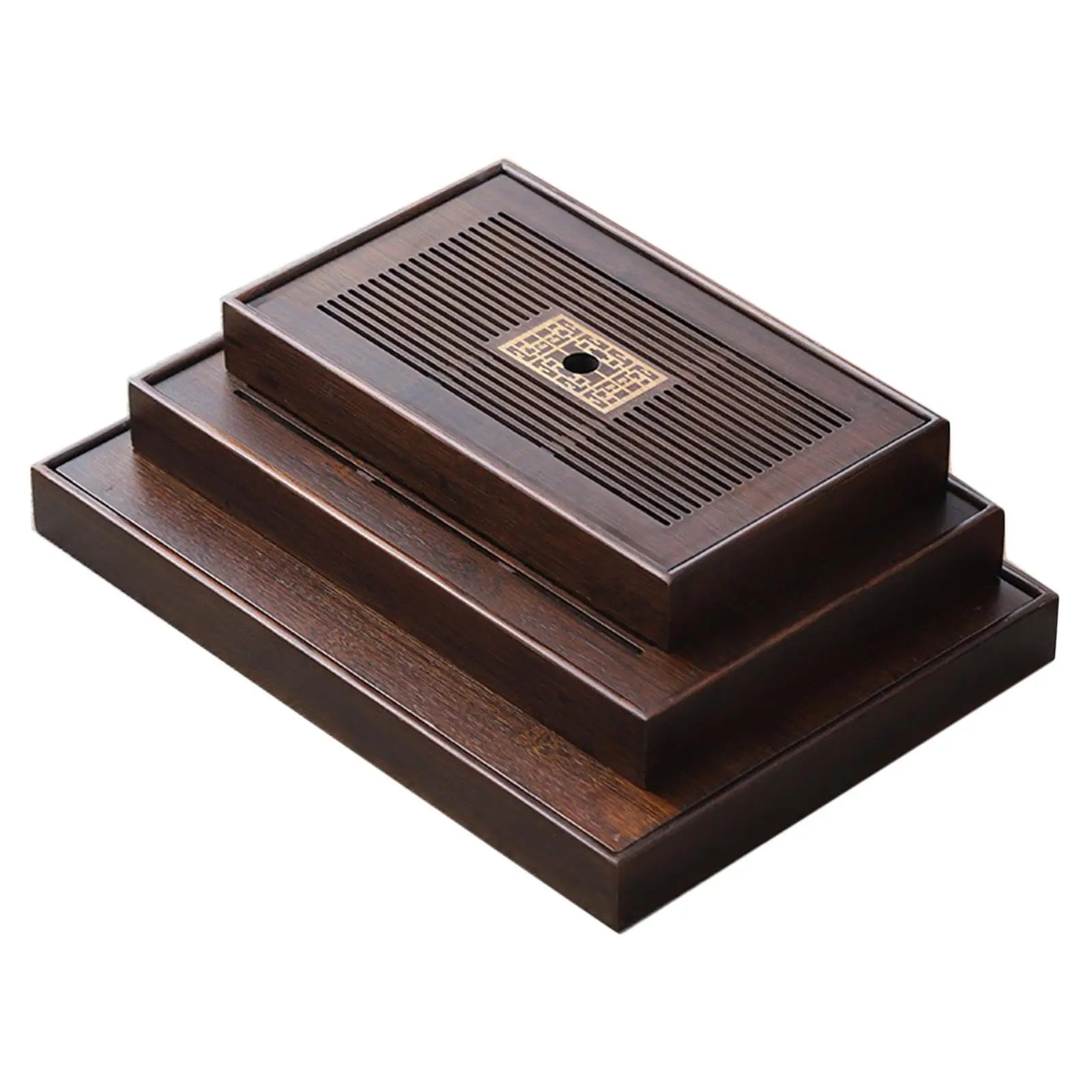 Maliben | Chinese Tea Tray with Water Storage Box Durable Simple Drainage Type Plate Tea Serving Tray for Teahouse Home Household Office