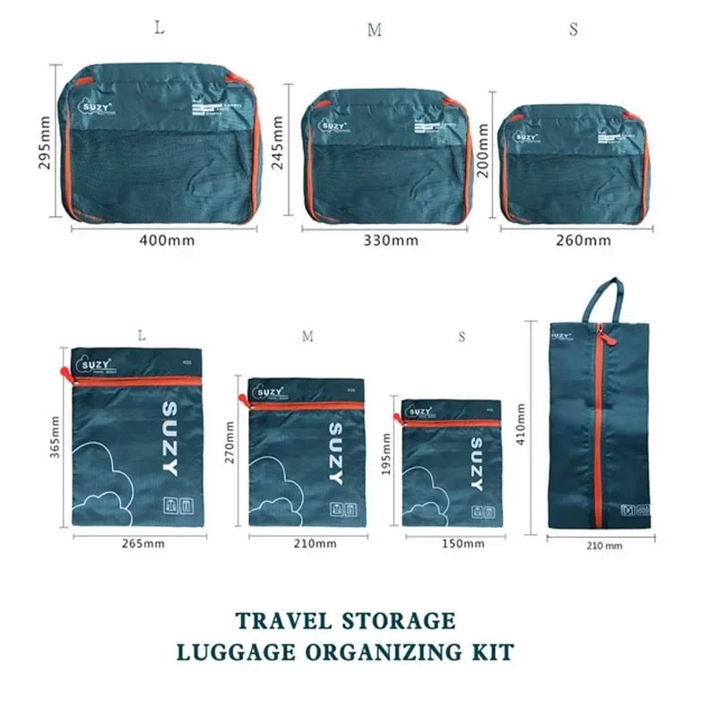 Maliben | Packavio Travel Organizer Set 7-Piece | Suitcase Bags For Clothes & Shoes | Space-Saving & Water-Repellent