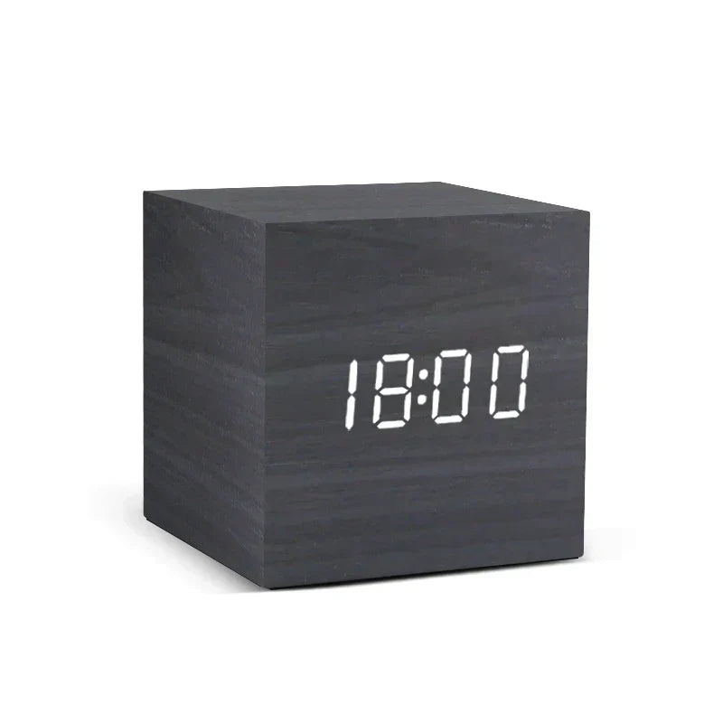 Maliben | Wooden Led Alarm Clock With Temperature Display, Digital Time Indication And Minimalist Design – Perfect For Bedroom And Office
