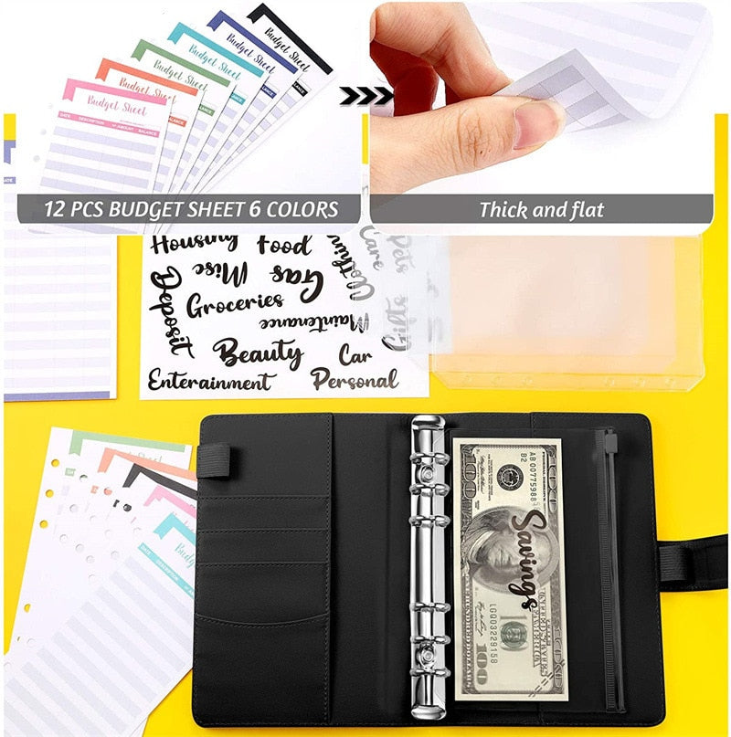 Maliben | Financial Planner Leather Multi Pocket Bill Organizer Notebook