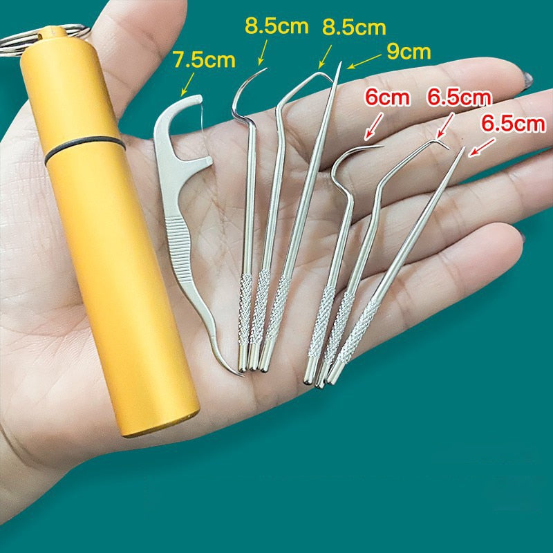 Maliben | Minty Portable Metal Toothpick Cleaner Set