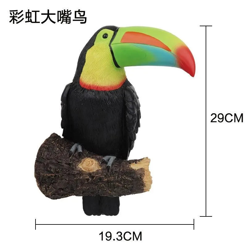 Maliben | Toucan Figure Tropijoy | Hand-Painted Tree Decoration | Hanging Garden Statue Made Of Resin | 29 × 19.3 × 11 Cm
