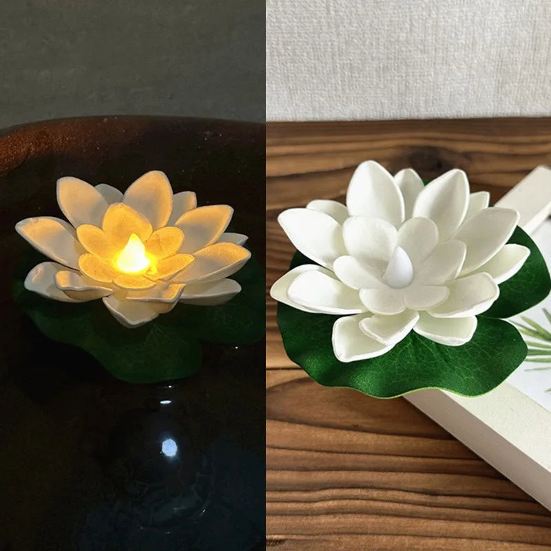 Maliben | Floating Lotus Lamp Lumilya | Led Water Sensor | Warm White Light | For Pond, Garden & Parties