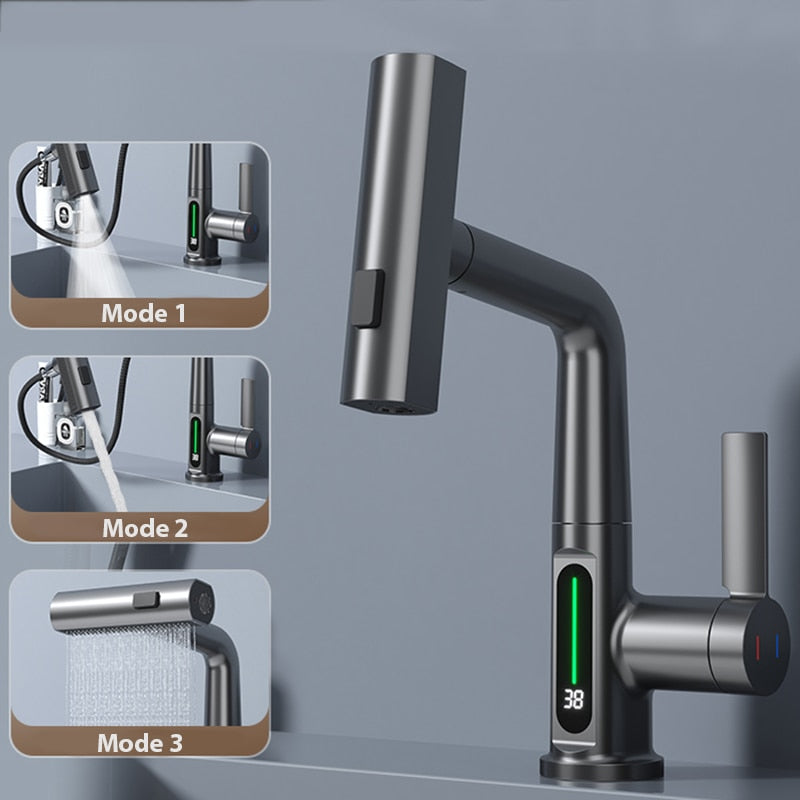 Maliben | Modern Sleek Waterfall Temperature Display Faucet