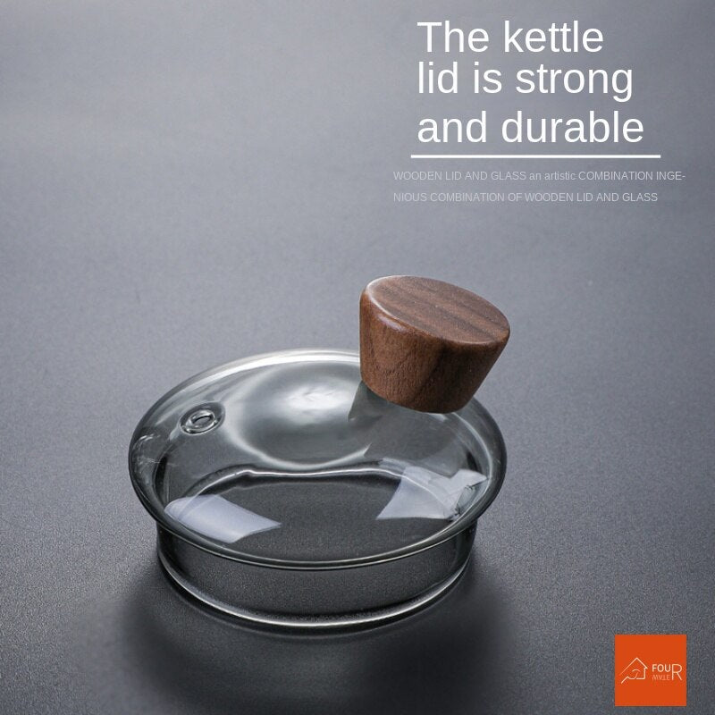 Maliben | Japanese Glass Teapot with Wooden Handle, Boiling Teapot, Electric Ceramic Stove, Tea Maker, High-Quality Tea Set, Heat-Resistant Teapot, 700 ml