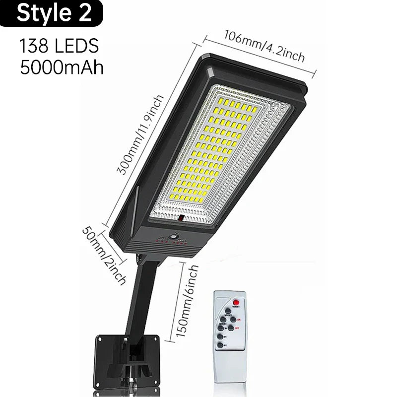 Maliben | Heliotrax Solar Street Lamp With Remote Control | 138 Leds | 3 Light Modes | Ip65 Waterproof | For Garden, Driveway & Yard