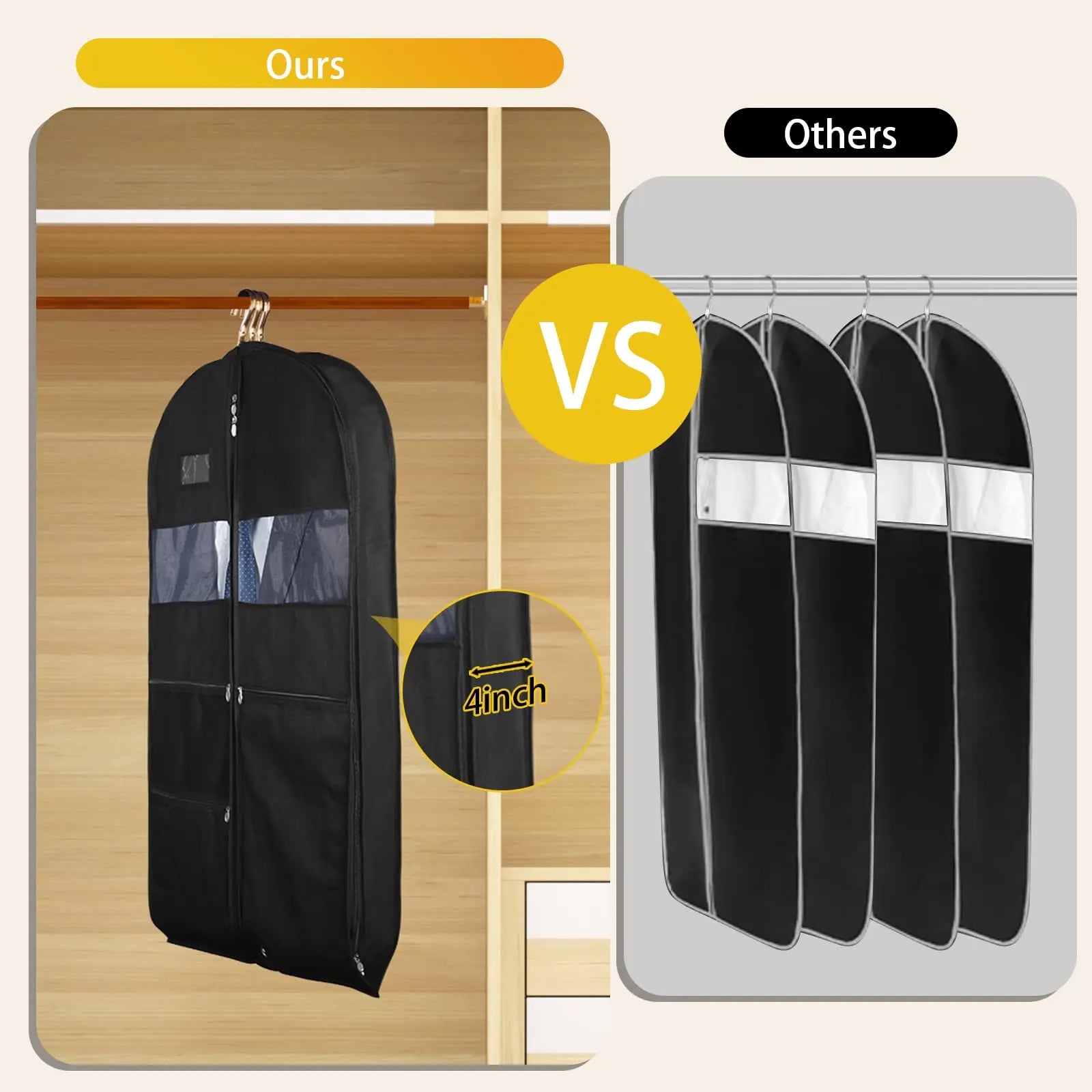 Maliben | Travel Dresses Garment Bag For Travel | Double-Sided Zipper & Xxl Pockets | Breathable & Transparent | 43 Inch Hanging Suit Organizer