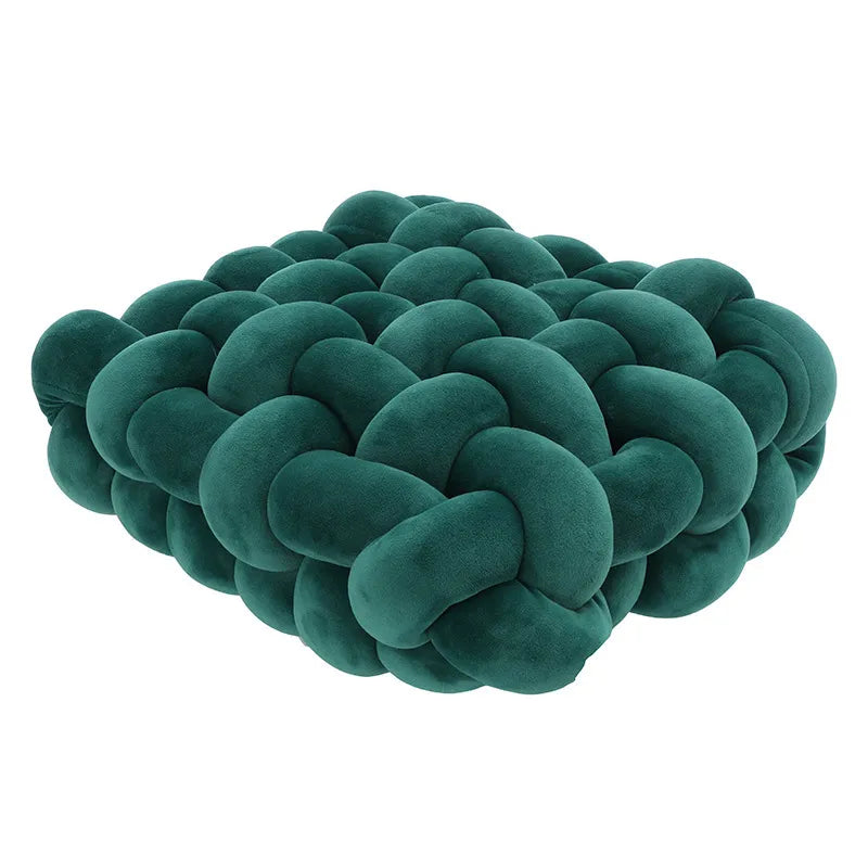Maliben | Living Room Soft Plush Knot Pillow Sofa Pillow Solid Color Square Handwoven Home Throw Pillow Square Woven Seat Cushion Pillow