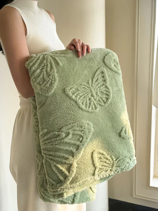 Maliben | Fleurière Flannel Blanket | 3d Butterfly Design | Soft & Warming | For Bed, Sofa & Camping