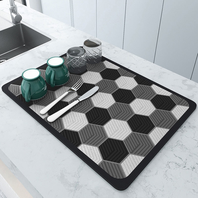 Maliben | Draining Mat | Super Absorbent, Non-Slip & Unique Design