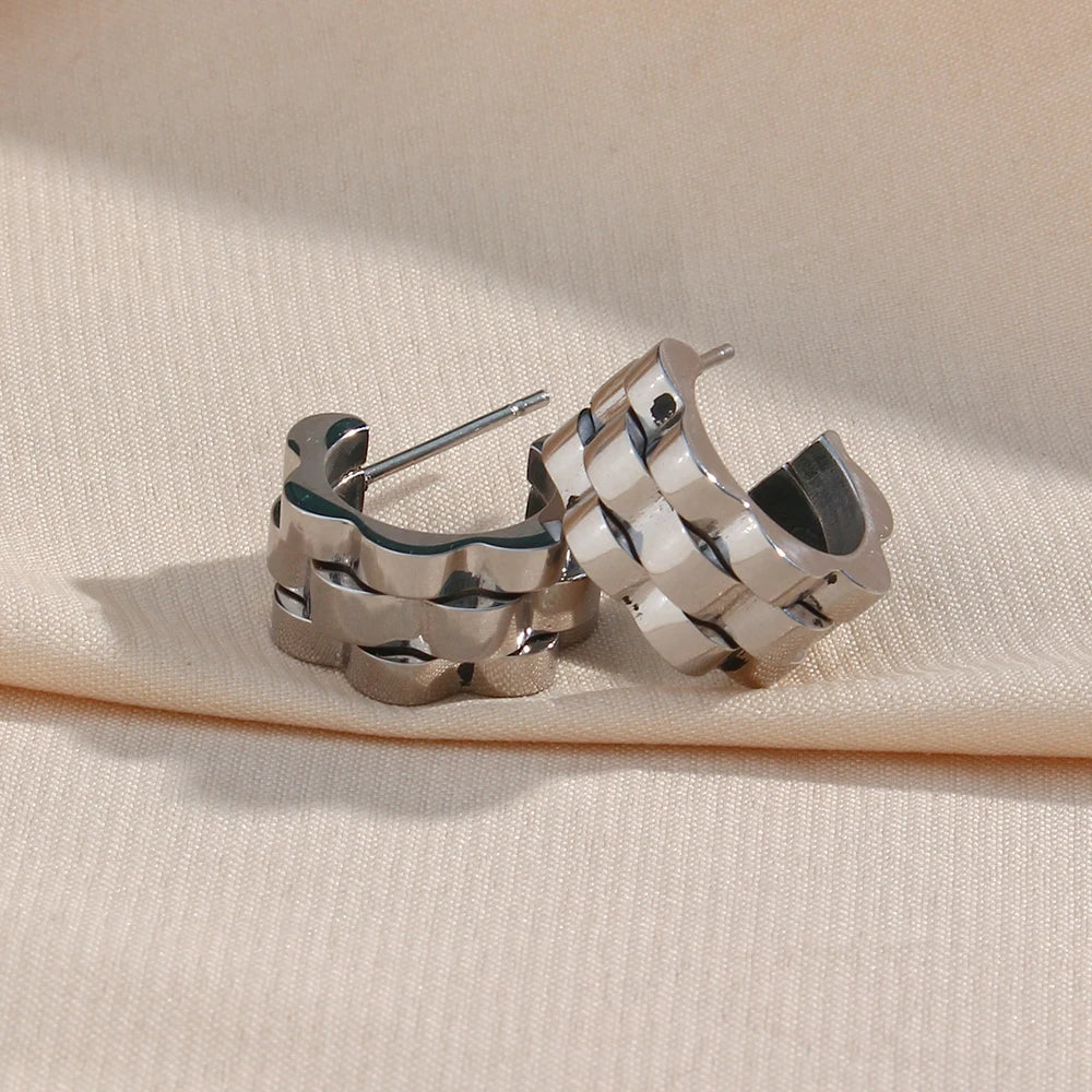 Maliben | Textured Watch Hoop Earrings