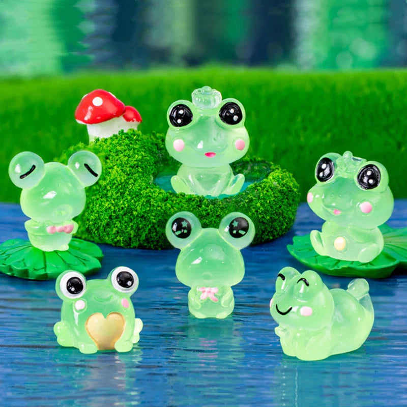 Maliben | Lumofrosch Figure Set | Glowing Mini Frogs | For Fairy Garden, Aquarium & Decoration