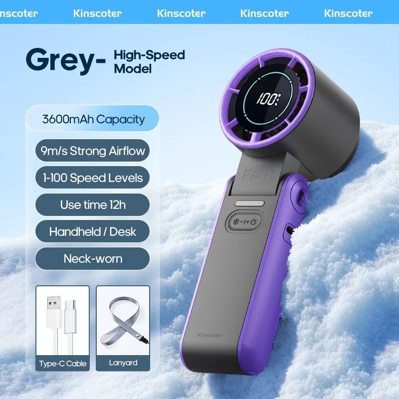 Maliben | Coolitygo Handheld Fan With Ice-Cool Technology | 100 Speed Levels | 3600mah Battery | Foldable & Ultraleight