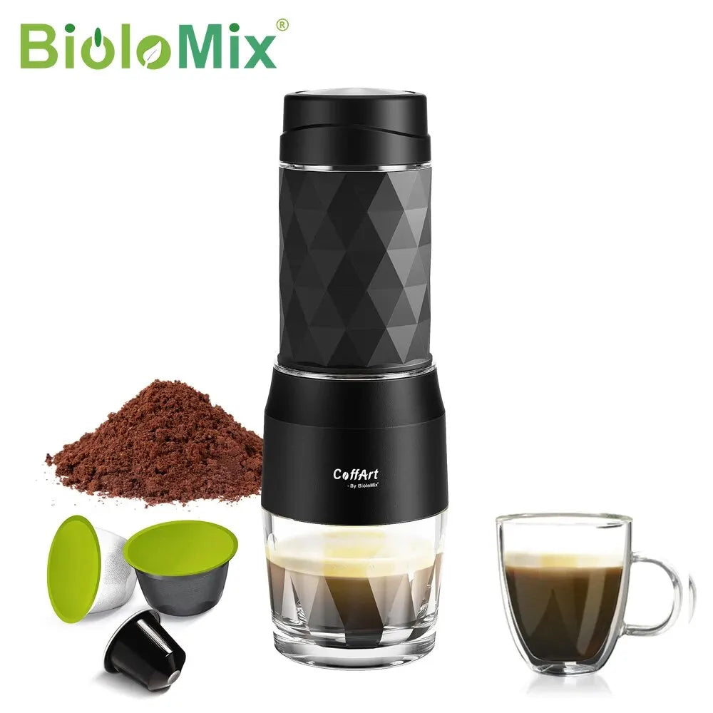Maliben | Portable Coffee Machine Espresso Machine Hand Press Capsule Ground Coffee Brewer Portable for Travel and Picnic, BioloMix