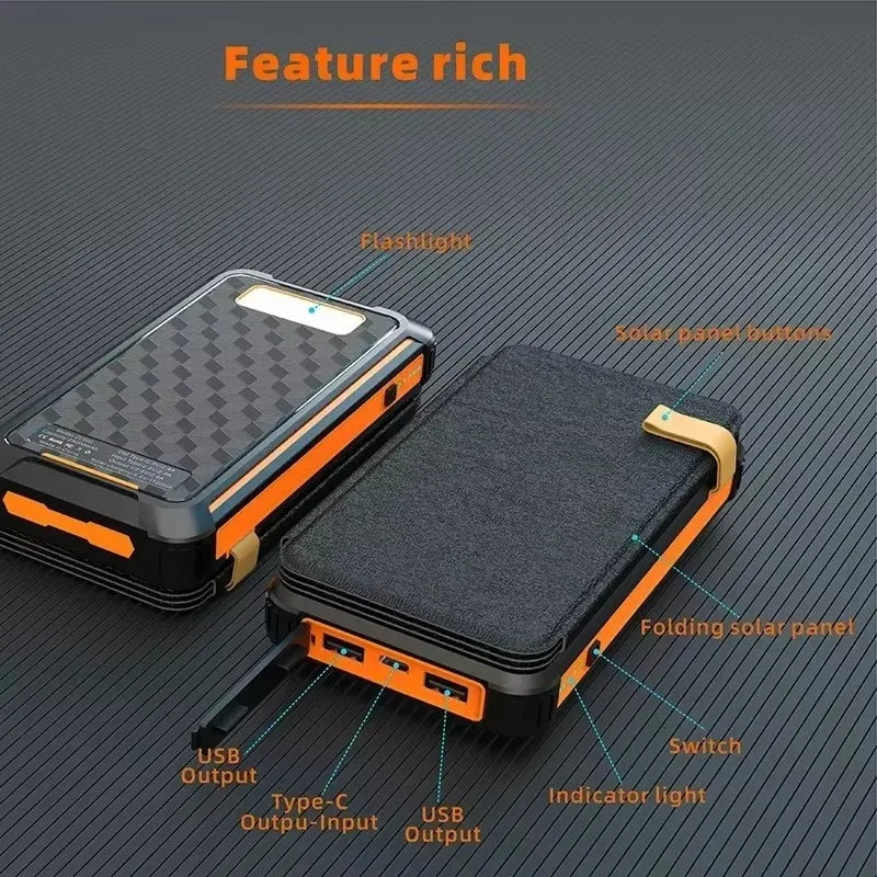 Maliben | Solar-Powerbank Suncharge Fold | Foldable Solar Panel & Usb Output | Waterproof & Outdoor Suitable | For Phone, Camping & Travel