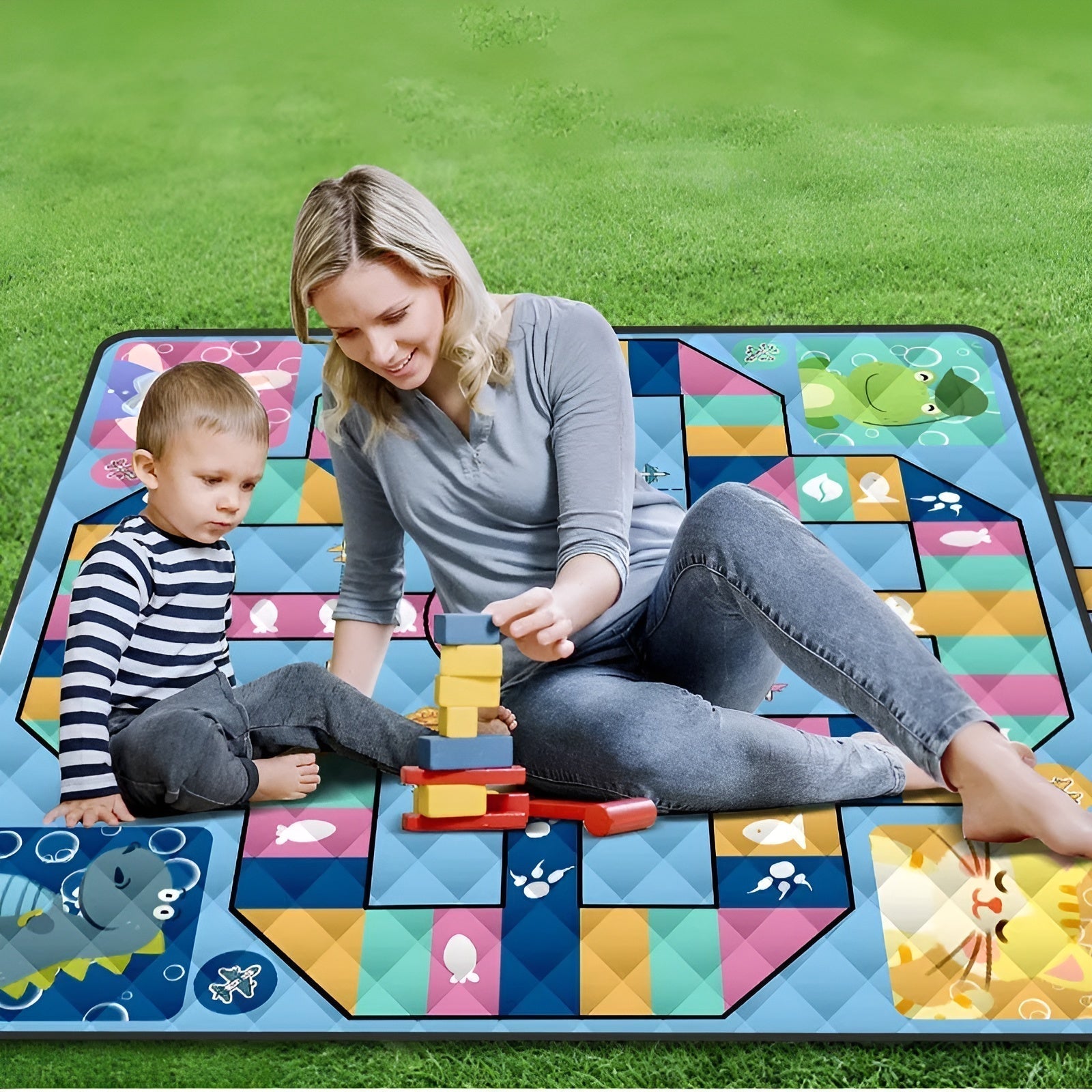 Maliben | Foldable Baby Playmat Wanderlino | Padded & Water-Resistant | For Outdoor & Home | Incl. Carry Bag