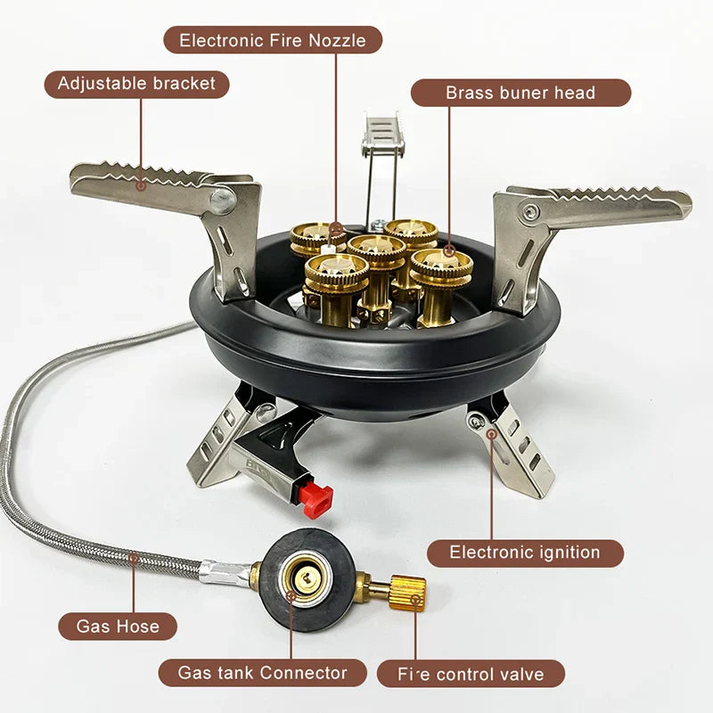 Maliben | Flamurion Camping Gas Stove 16000w With Piezo Ignition | Foldable High-Pressure Gas Burner For Outdoor & Emergencies | For Butane/Propane