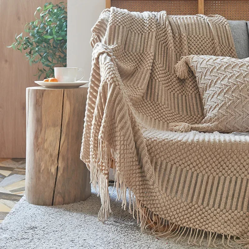 Maliben Nordic Style Dick Knitted Blanket
