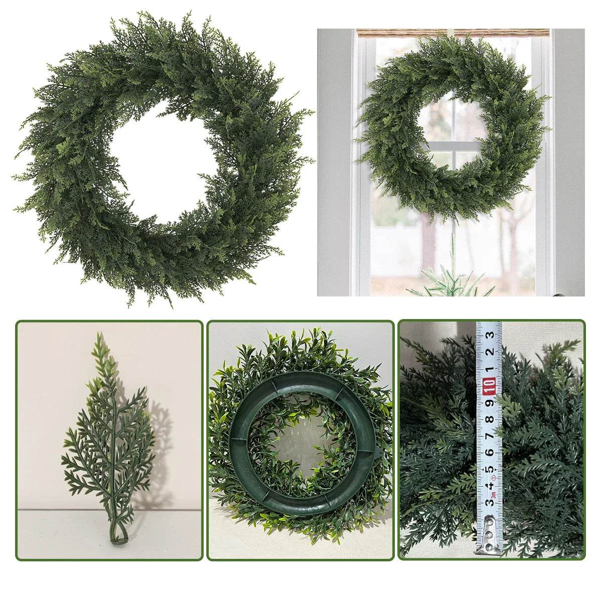 Maliben | Verdania | Artificial Cedar Wreath | Evergreen | 30 Cm Ø | Low Maintenance Decor For Home & Garden