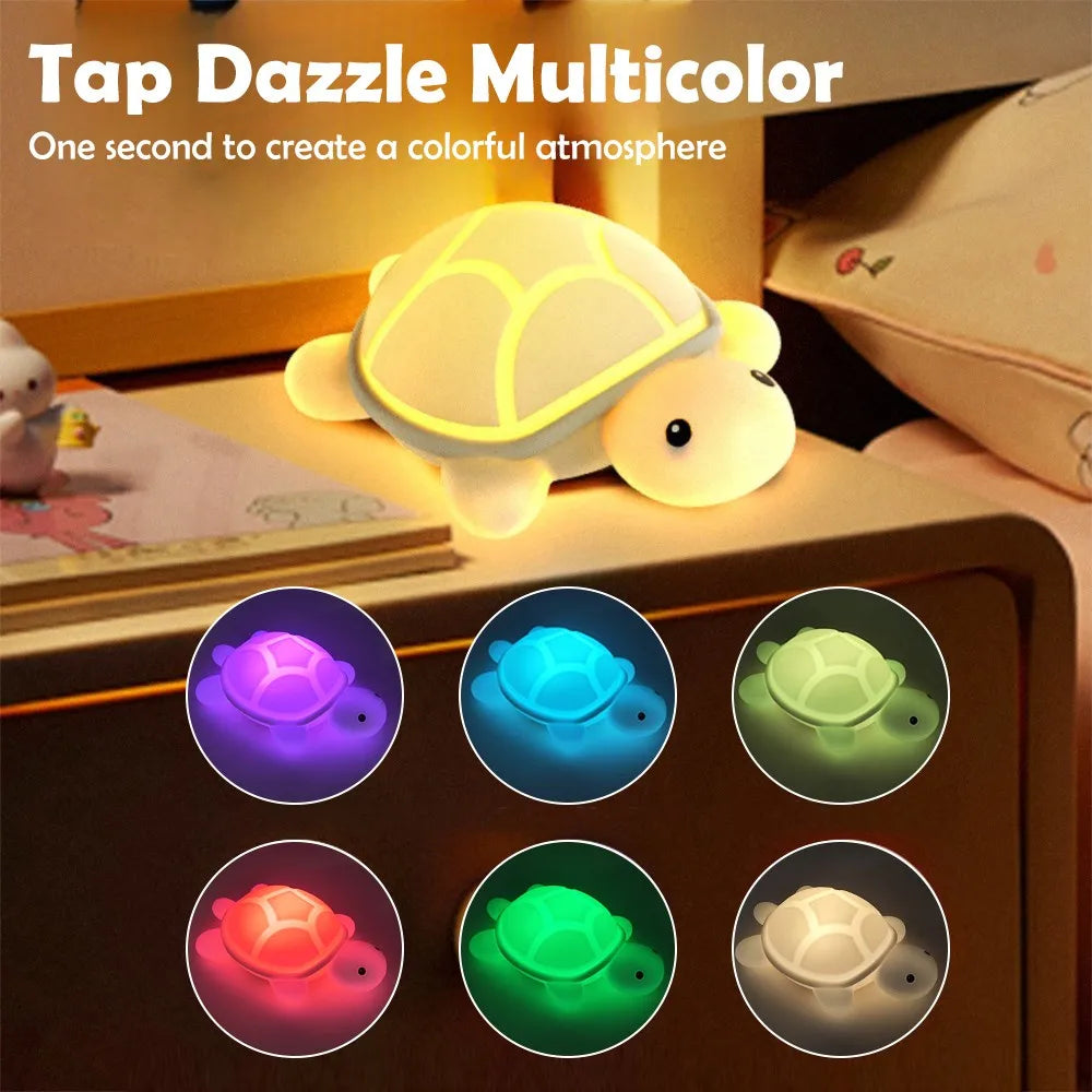 Maliben | Shellglow Led Night Light | Cute Turtle | Soft Silicone | Color Change & Warm Light | Usb-C Rechargeable | 10.2 × 15.8 × 6.1 Cm