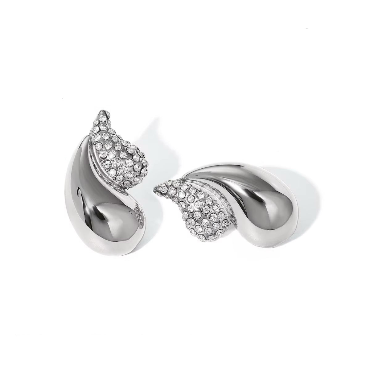Maliben | 18k Diamond Accented Double Droplet Earrings