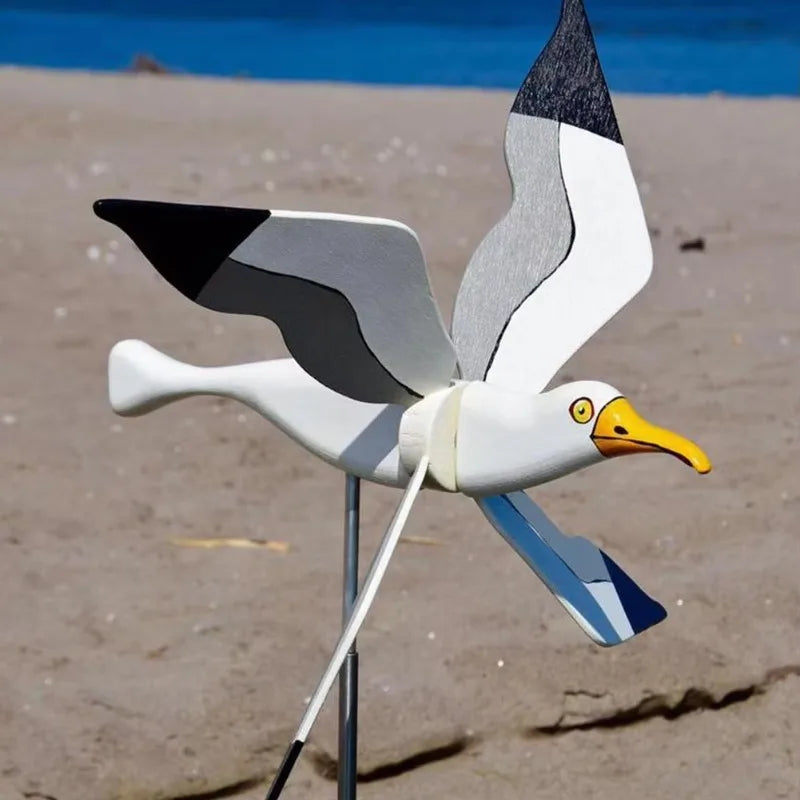 Maliben | Garden Decor Wind Bird Skygull | Creative Wind Spinner With Seagull Motif | Weatherproof & Height Adjustable | 25 Cm Figure