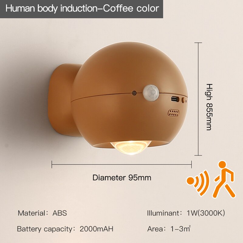 Maliben | Eye Project Motion Sensor Rechargeable Wall Lamp