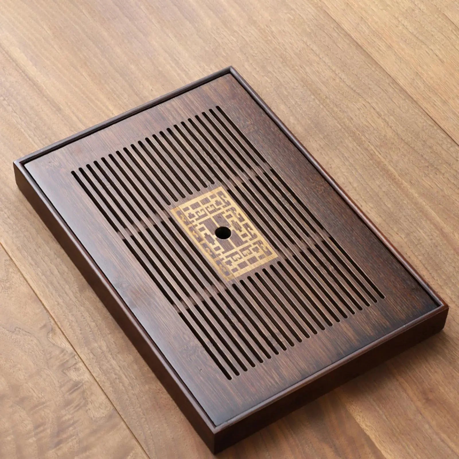 Maliben | Chinese Tea Tray with Water Storage Box Durable Simple Drainage Type Plate Tea Serving Tray for Teahouse Home Household Office