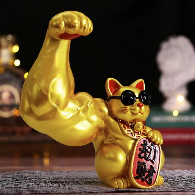 Maliben | Large Hand, Happy Wealth, Waving Cat, Gold-Colored Waving Hand Cat, Home Decoration, Welcoming Waving Cat, Sculpture, Statue, Decor, Car Ornament, Shop Gift