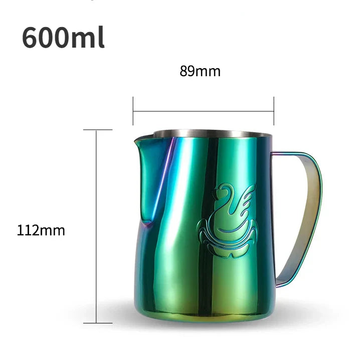Maliben | 600ml stainless steel coffee pot milk frother cup cream maker espresso latte art tool elegant swan