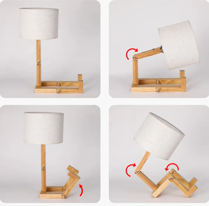 Maliben | Playful Robot Table Lamp - Made Of Sustainable Wood For Creative Spaces