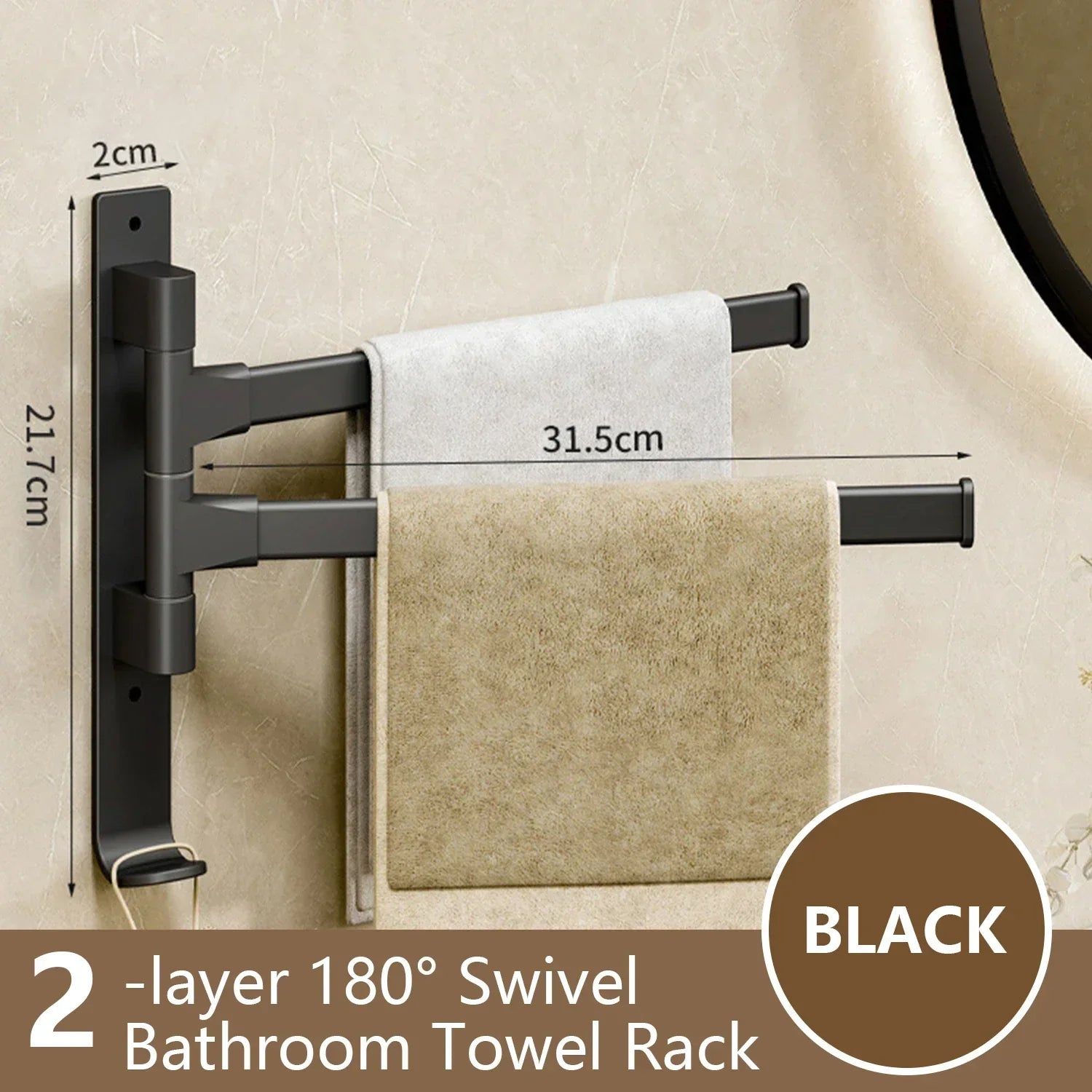 Maliben | Bathroom Towel Holder Rotatable Towel Rack Space Aluminum 1/2/3/4/5-Bar Towel Holder Kitchen Shelf Kitchen Hanging Shelf Wall Mounted