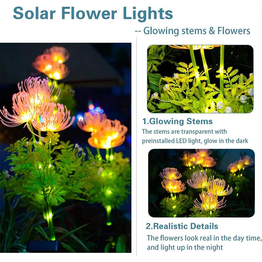 Maliben | Soft Pink Glow Solar Led Flower Garden Light