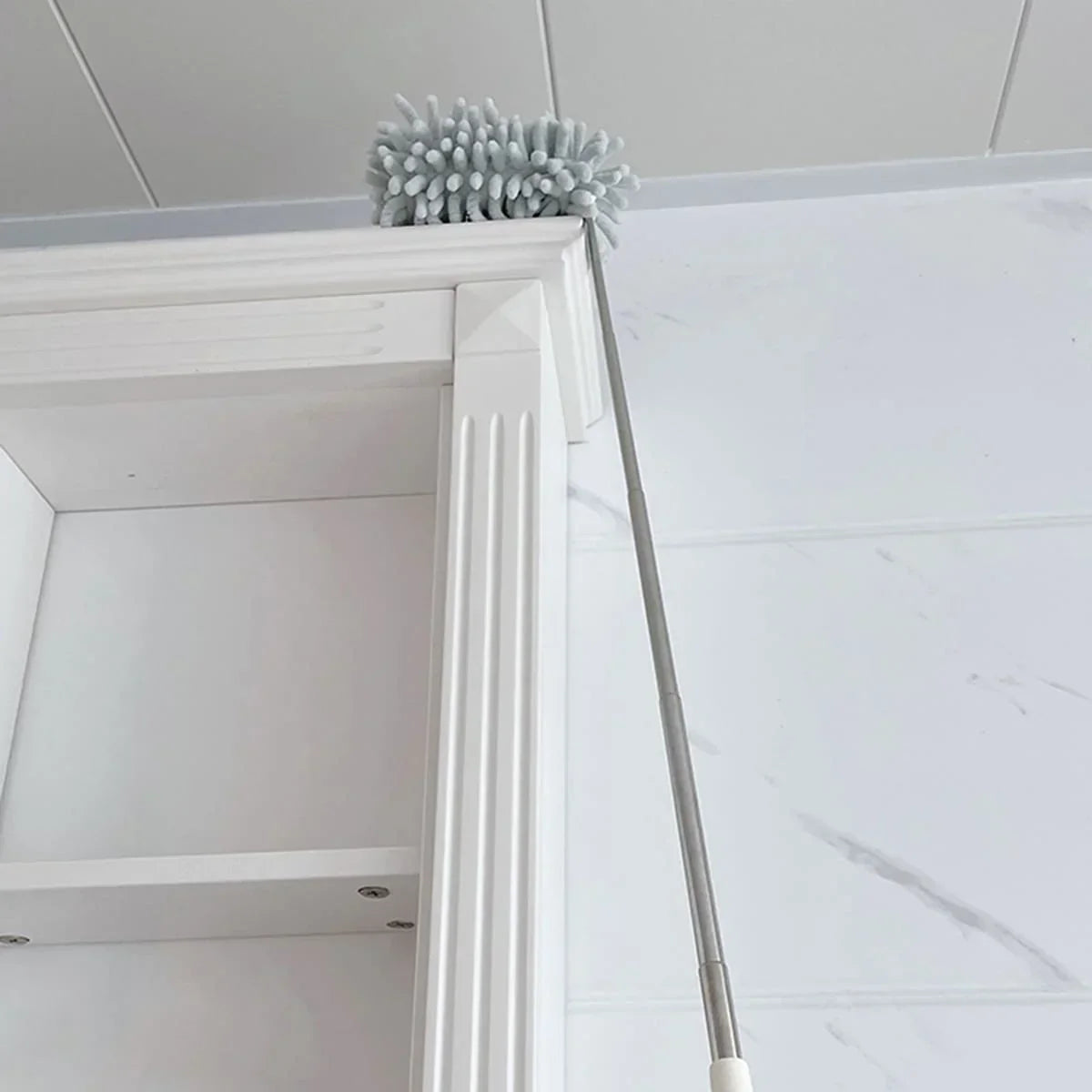 Maliben | Dustella Telescopic Duster | Extendable Up To 80 Cm | Microfiber Chenille & Stainless Steel Handle – For Ceiling, Furniture & Corners