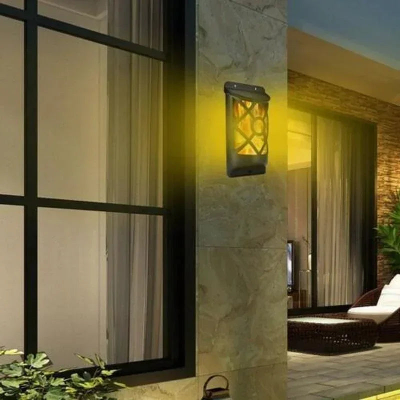 Maliben | Solar-Torch Flammaluce | 96 Led Flame Light | Ip65 Waterproof | Garden Wall Lamp With Grid Design