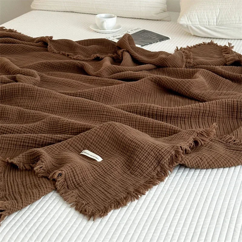 Maliben | Solid Color Cotton Sofa Blanket