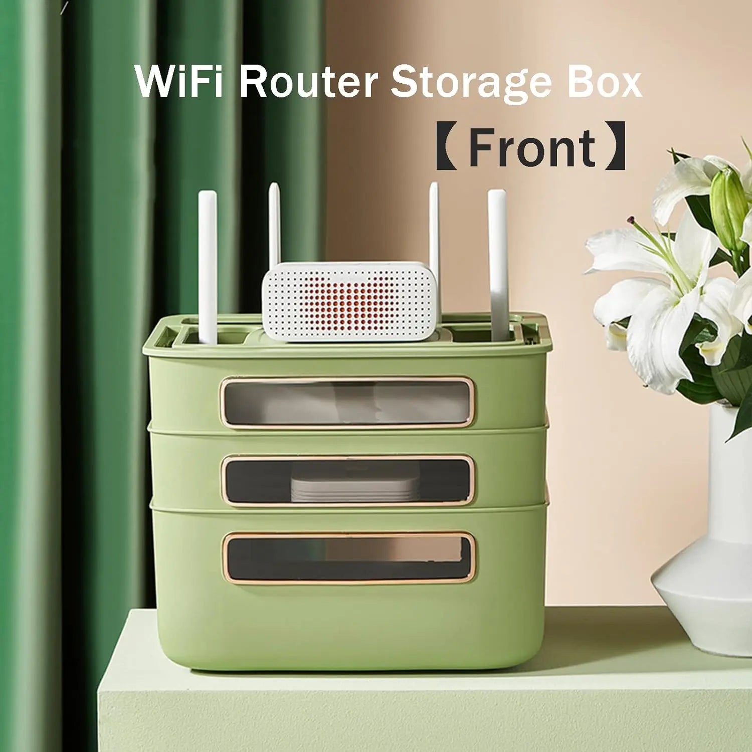 Maliben | Hidenet Wlan Router Storage Box | With Cable Management & Socket Compartment | Transparent & Removable | 1–4 Levels Selectable